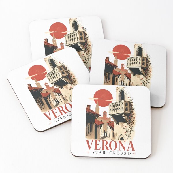 Item preview, Verona Star-Cross'd Vintage Balcony Travel Poster designed and sold by Fenay Designs.