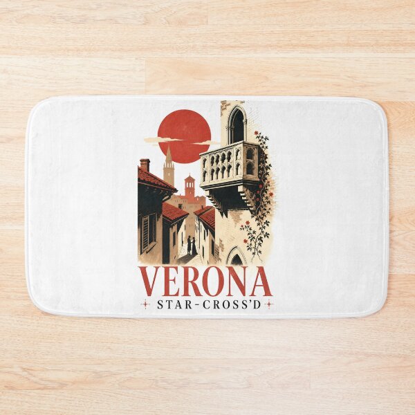 Item preview, Verona Star-Cross'd Vintage Balcony Travel Poster designed and sold by Fenay Designs.