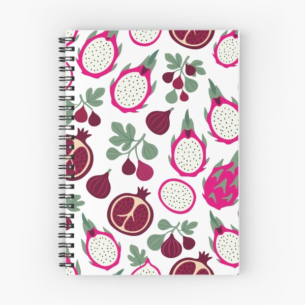 Item preview, Cute Flat Dragon Fruit Pomegranate Figs Seamless Pattern Vector Art designed and sold by DiNata.