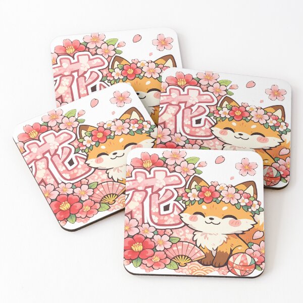Item preview, Flower Kitsune – Kawaii Japanese Floral Fox Sticker designed and sold by kawaii animal store (in Japan).
