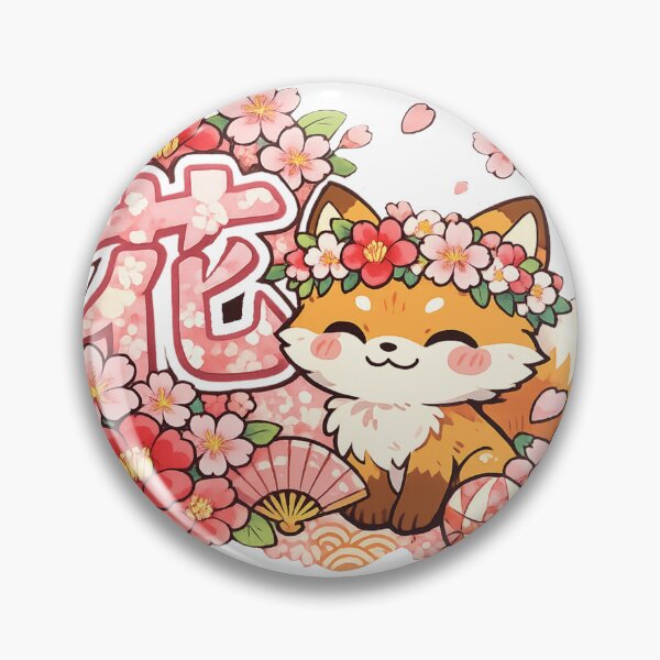 Item preview, Flower Kitsune – Kawaii Japanese Floral Fox Sticker designed and sold by kawaii animal store (in Japan).