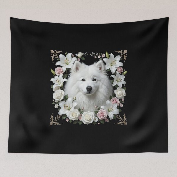 Item preview, Samoyed | Floral Frame designed and sold by JanjjaSoulInk.