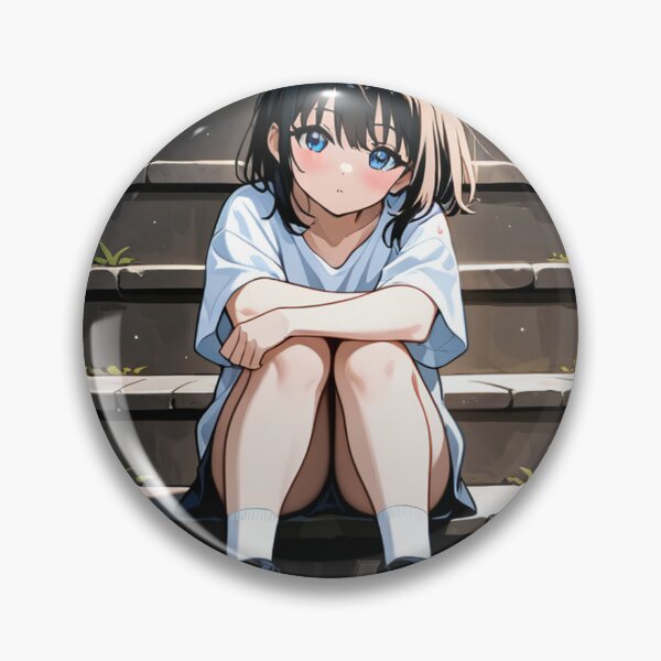 Item preview, Portrait - Young girl sitting steps designed and sold by AnimeShin.