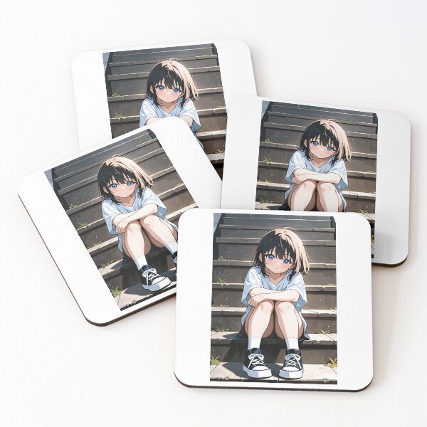 Item preview, Portrait - Young girl sitting steps designed and sold by AnimeShin.