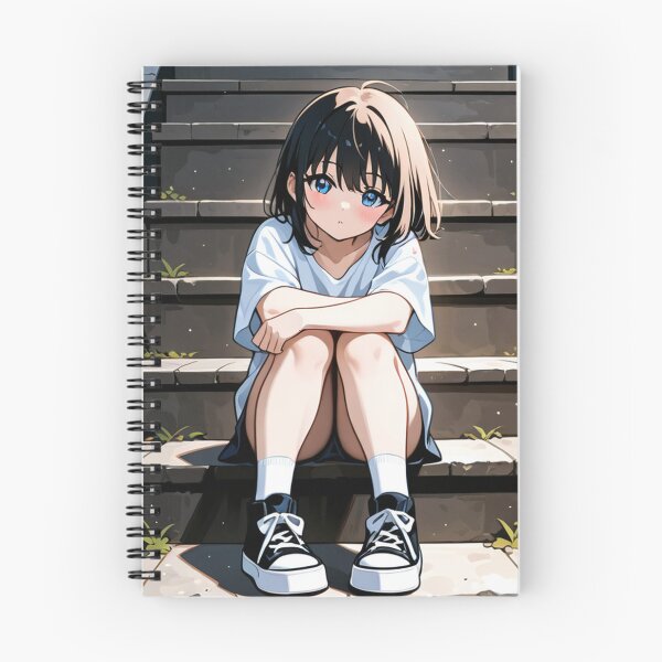 Item preview, Portrait - Young girl sitting steps designed and sold by AnimeShin.