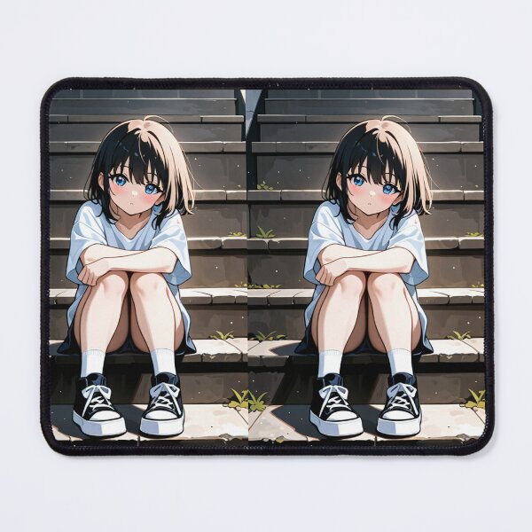 Item preview, Portrait - Young girl sitting steps designed and sold by AnimeShin.