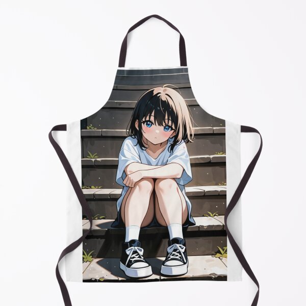 Item preview, Portrait - Young girl sitting steps designed and sold by AnimeShin.