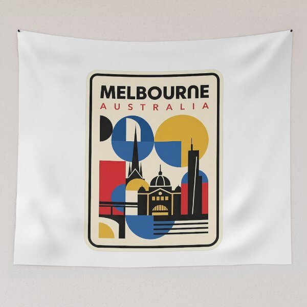 Item preview, Retro Melbourne Australia Geometric Skyline Cityscape designed and sold by k3rstman1.