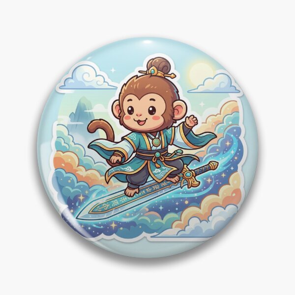 Item preview, Chibi Monkey Cultivator Flying Sword Xianxia Kawaii Sticker designed and sold by uegi.
