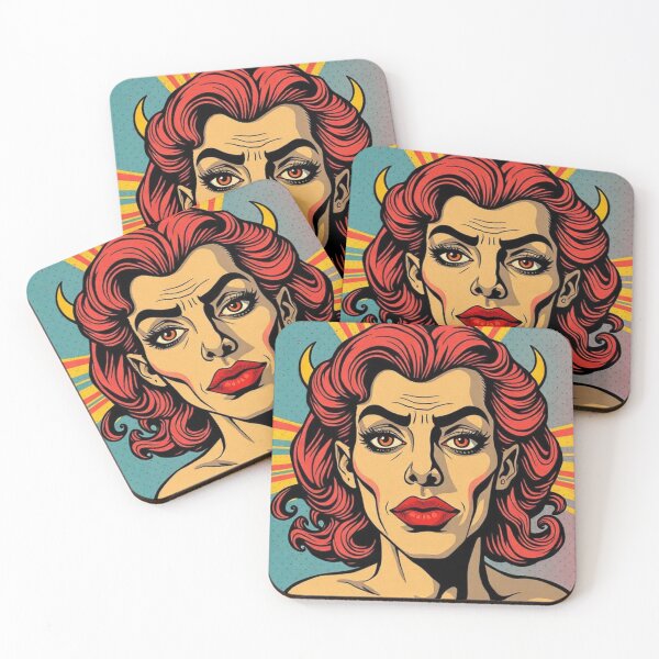 Item preview, Androgynous Person with Small Horns and Red Lips | Fantastic Portrait designed and sold by RAISC.