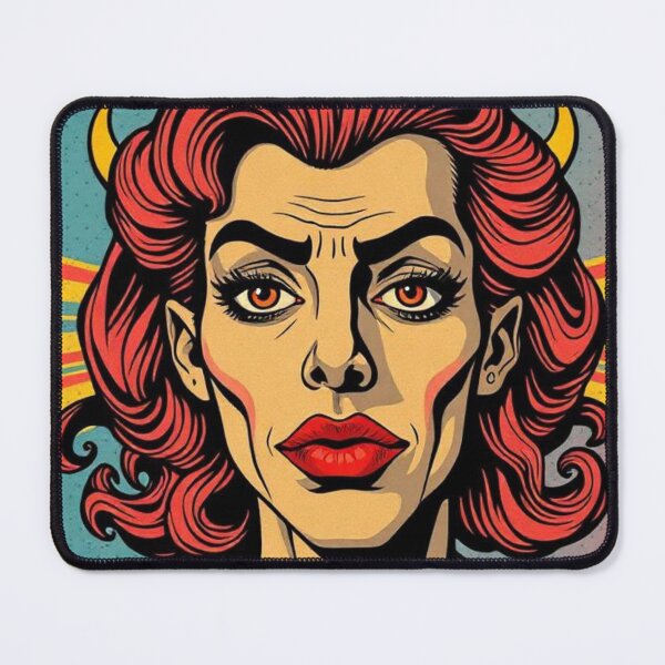 Item preview, Androgynous Person with Small Horns and Red Lips | Fantastic Portrait designed and sold by RAISC.
