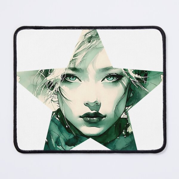 Item preview, Emerald Watercolor Portrait: Ethereal Woman in Green designed and sold by ToxicInkArt.