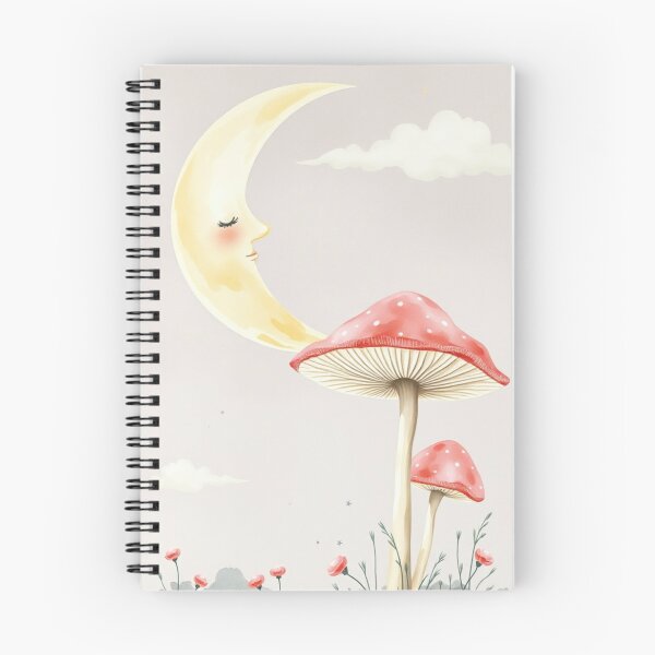 Item preview, Whimsical Cute Sleeping Moon and Mushrooms Watercolor Art designed and sold by Vida e Arte.