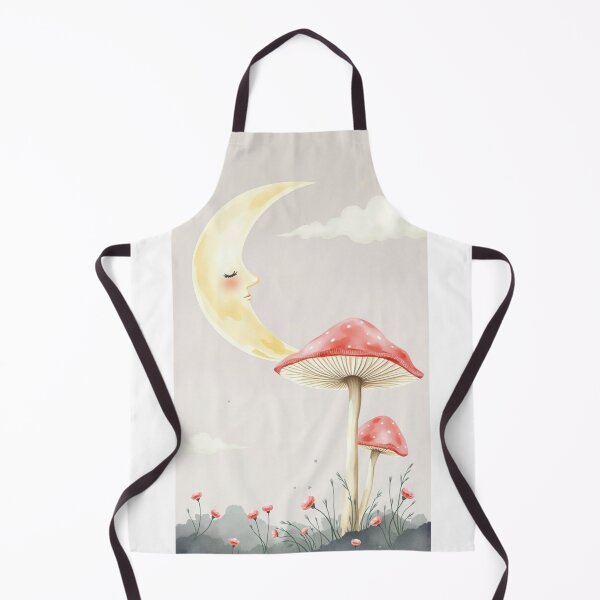 Item preview, Whimsical Cute Sleeping Moon and Mushrooms Watercolor Art designed and sold by Vida e Arte.