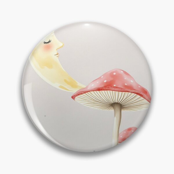 Item preview, Whimsical Cute Sleeping Moon and Mushrooms Watercolor Art designed and sold by Vida e Arte.