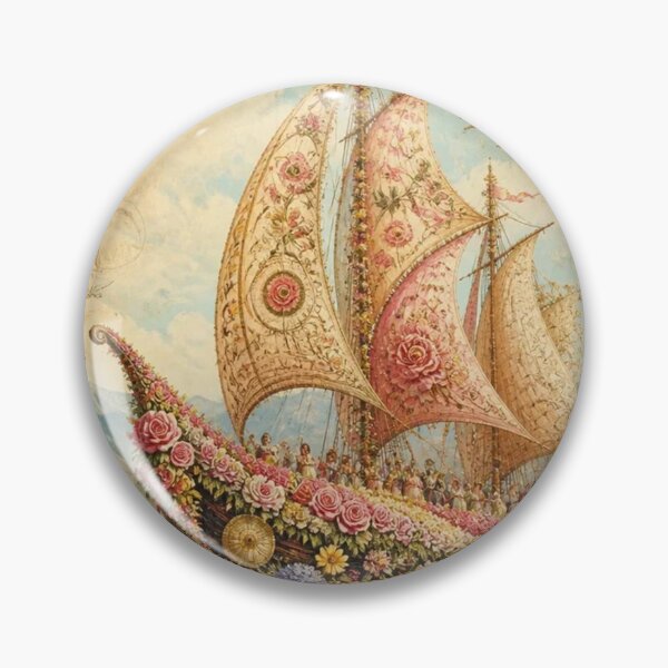 Item preview, Rose Bowl Parade Flower Ship Float Vintage Art designed and sold by Pioneer Spirit Market.