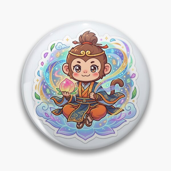 Item preview, Cute Monkey Cultivator Magical Peach Anime Sticker designed and sold by uegi.