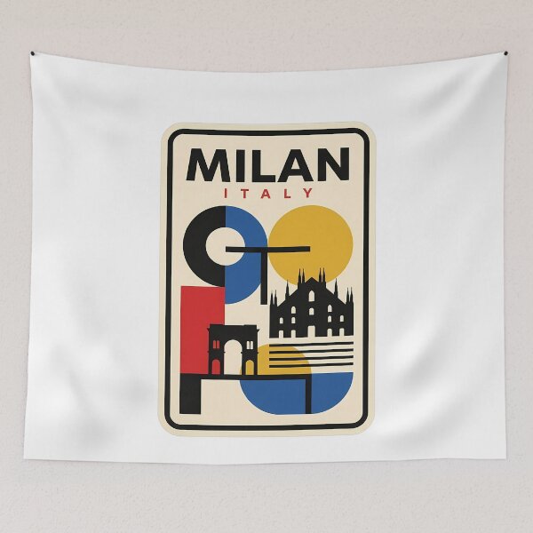 Item preview, Milan Italy Geometric Bauhaus Travel Poster Style designed and sold by k3rstman1.