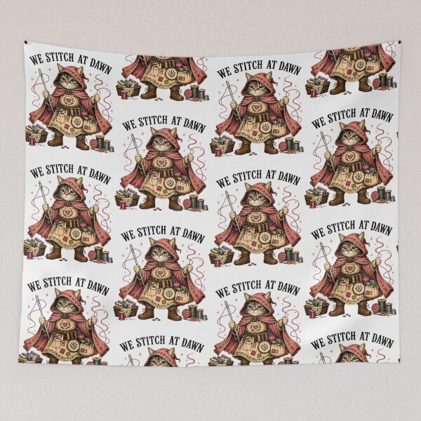 Item preview, We Stitch At Dawn Funny Sewing Quilting Cat designed and sold by camronrufuh.