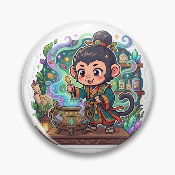 Item preview, Chibi Monkey Cultivator Brewing Potion Xianxia Anime Sticker designed and sold by uegi.
