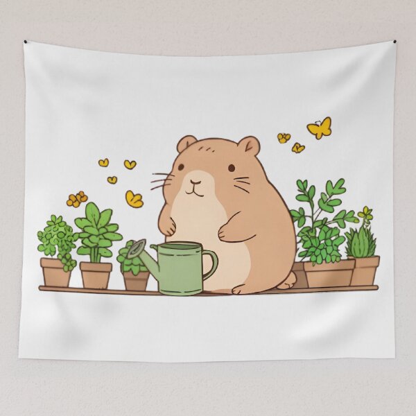 Item preview, Gardener Capybara — Cozy Plant Kawaii Sticker designed and sold by tommysworks.