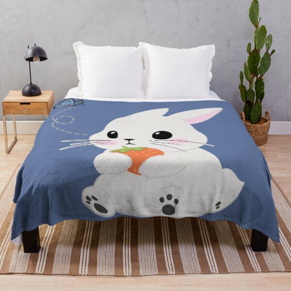 Item preview, Kawaii White Bunny with Strawberry and Butterfly designed and sold by Heydailyday.