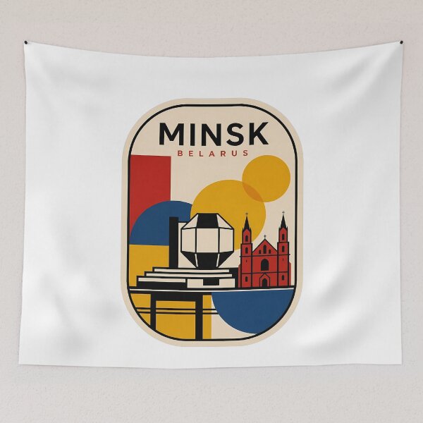 Item preview, Retro Geometric Minsk Belarus Cityscape Travel designed and sold by k3rstman1.