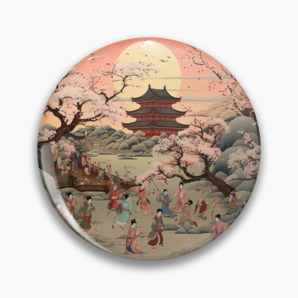 Item preview, Traditional Japanese Illustration - Cherry Blossom Celebration at Sunset designed and sold by DaisukiTokyo.