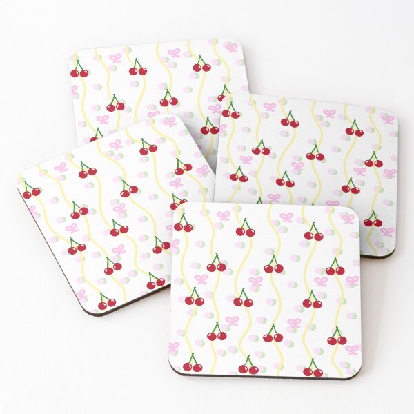 Item preview, cherries pink bows yellow polkadots cute girly design designed and sold by pasteldreams26.