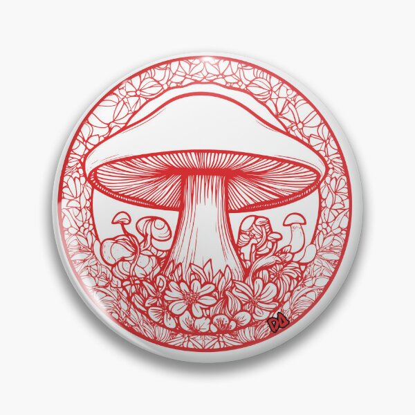 Item preview, Mystic Mushroom Mandala Red Linocut Witchy Botanical Cottagecore Streetwear Graphic designed and sold by DesignArtist.ia.