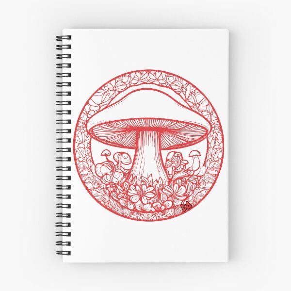 Item preview, Mystic Mushroom Mandala Red Linocut Witchy Botanical Cottagecore Streetwear Graphic designed and sold by DesignArtist.ia.