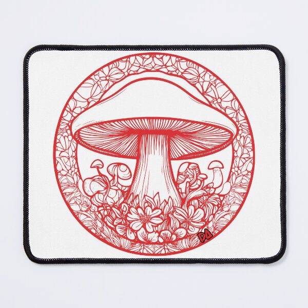 Item preview, Mystic Mushroom Mandala Red Linocut Witchy Botanical Cottagecore Streetwear Graphic designed and sold by DesignArtist.ia.
