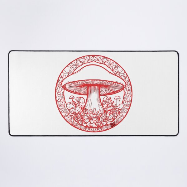 Item preview, Mystic Mushroom Mandala Red Linocut Witchy Botanical Cottagecore Streetwear Graphic designed and sold by DesignArtist.ia.