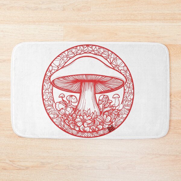 Item preview, Mystic Mushroom Mandala Red Linocut Witchy Botanical Cottagecore Streetwear Graphic designed and sold by DesignArtist.ia.