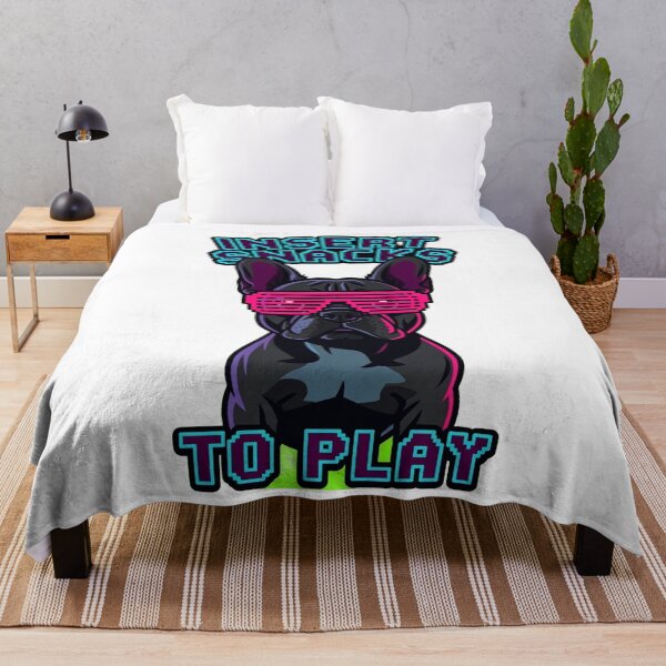 Item preview, Insert Snacks To Play - 80s Retro Arcade Gamer French Bulldog designed and sold by frenchiesociety.co.