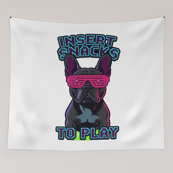 Item preview, Insert Snacks To Play - 80s Retro Arcade Gamer French Bulldog designed and sold by frenchiesociety.co.