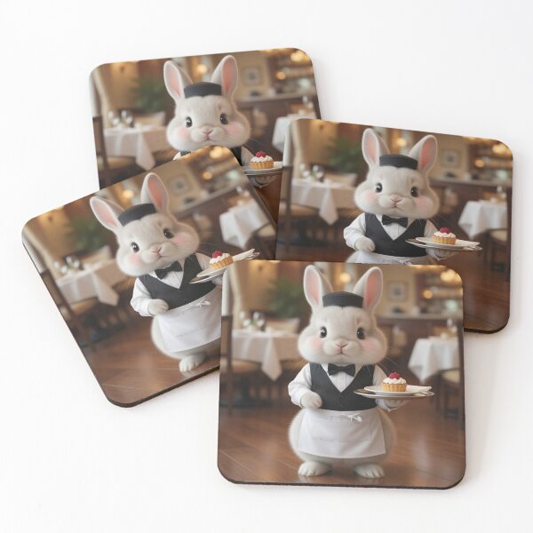 Item preview, Cute Waiter Bunny with Cupcake – Cozy Bakery Cafe Magical Rabbit Art designed and sold by lovelistivkaa.