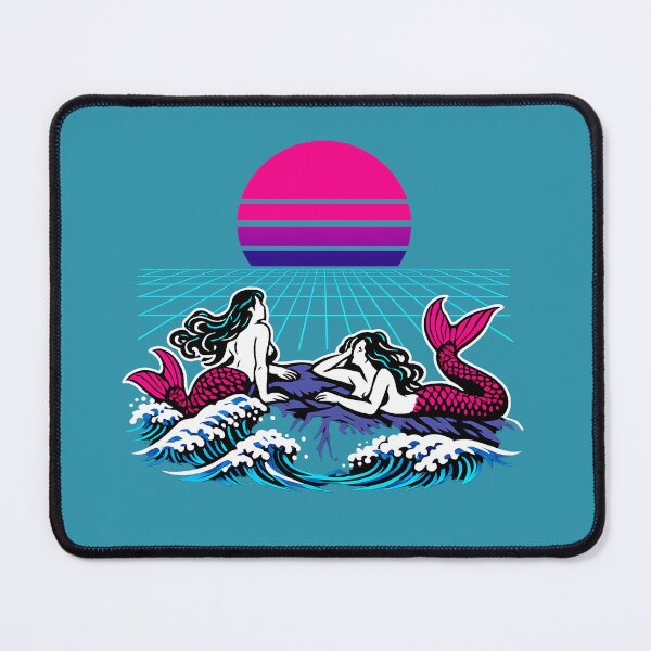 Item preview, Neon Retro Synthwave Ukiyo-E Mermaids designed and sold by KungPowUnicorn.