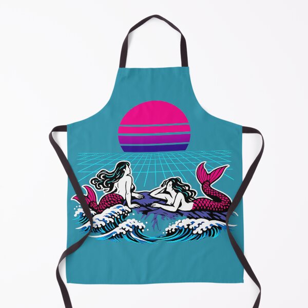 Item preview, Neon Retro Synthwave Ukiyo-E Mermaids designed and sold by KungPowUnicorn.