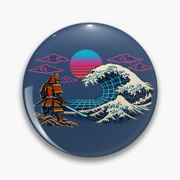 Item preview, Neon Retro Synthwave Ukiyo-e Samurai Wave designed and sold by KungPowUnicorn.