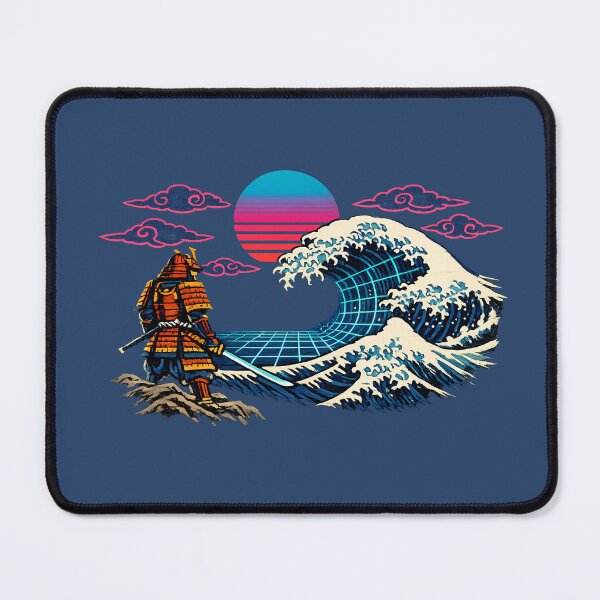 Item preview, Neon Retro Synthwave Ukiyo-e Samurai Wave designed and sold by KungPowUnicorn.