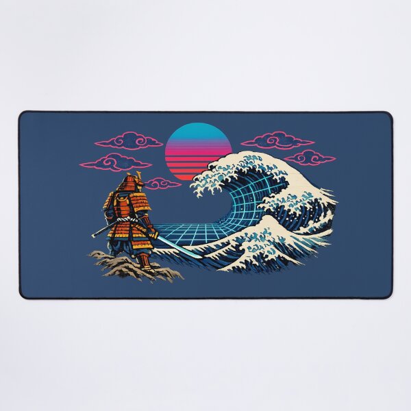 Item preview, Neon Retro Synthwave Ukiyo-e Samurai Wave designed and sold by KungPowUnicorn.
