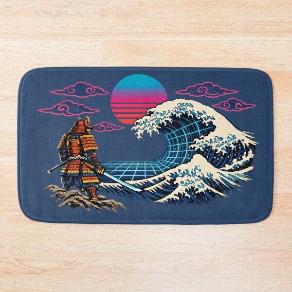 Item preview, Neon Retro Synthwave Ukiyo-e Samurai Wave designed and sold by KungPowUnicorn.
