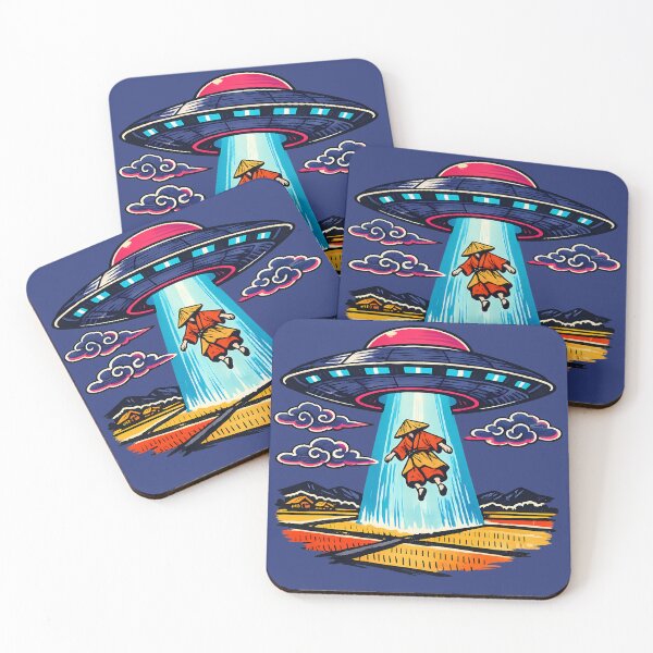 Item preview, Neon Retro Synthwave Ukiyo‑E Abduction designed and sold by KungPowUnicorn.