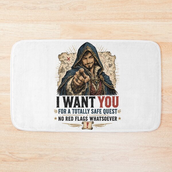 Item preview, Totally Safe Quest Rogue Recruitment Parody Design designed and sold by Fenay Designs.