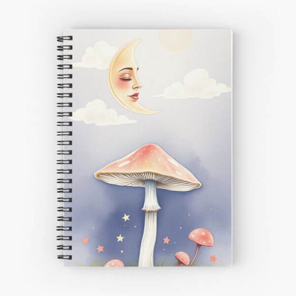 Item preview, Whimsical Sleeping Moon and Mushroom Celestial Art designed and sold by Vida e Arte.