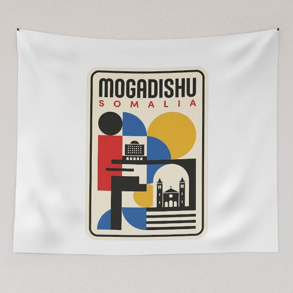 Item preview, Vintage Mogadishu Somalia Retro Geometric Cityscape designed and sold by k3rstman1.