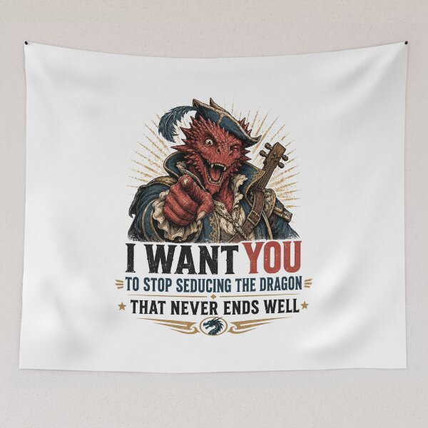 Item preview, Stop Seducing The Dragon Dragonborn Bard Parody Art designed and sold by Fenay Designs.