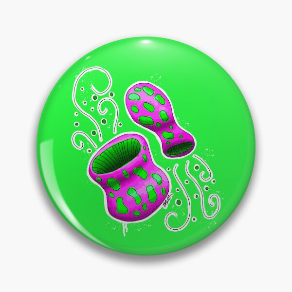 Item preview, Pink and Green Trippy Mushroom Pair designed and sold by TheMossAndMermaid.