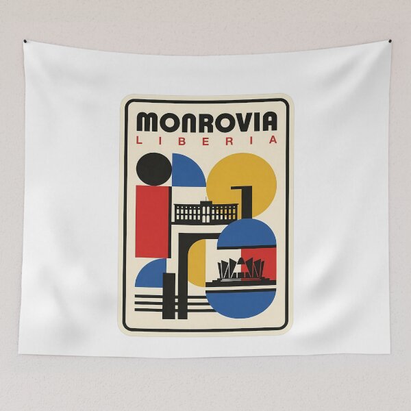 Item preview, Retro Geometric Monrovia Liberia Travel Poster Style designed and sold by k3rstman1.